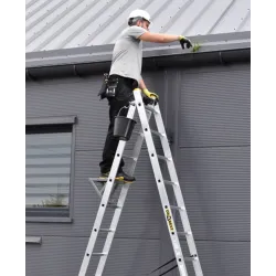 Échelle PRO en aluminium, 3 éléments, 3x8 échelons, capacité de charge 150 kg