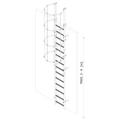 Échelle simple sans panier de protection MAX jusqu'à 3-4 m - Aluminium