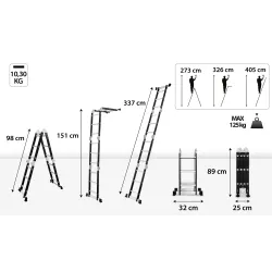 Échelle universelle multifonctionnelle articulée pliable 4x3 échelons