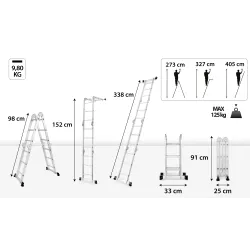 Échelle articulée universelle en aluminium multifonctionnelle 4x3