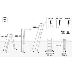 Échelle universelle articulée pliable 4x4 marches