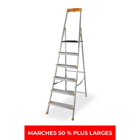 Échelle en aluminium monoplan 6 MARCHES plus larges MAX 150 kg