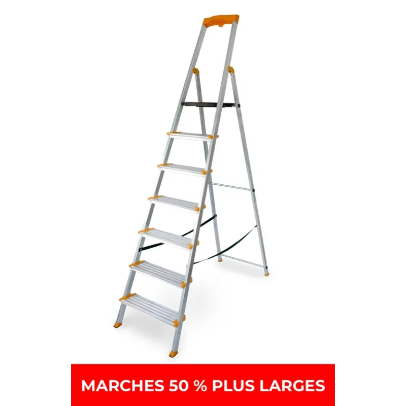 Échelle en aluminium monoplan 7 MARCHES plus larges MAX 150 kg