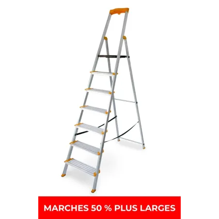 Échelle en aluminium monoplan 7 MARCHES plus larges MAX 150 kg