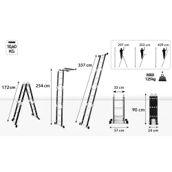 Échelle universelle multifonctionnelle articulée pliable 4x3 échelons Échelle universelle multifonctionnelle articulée pliable 4x3 échelons
