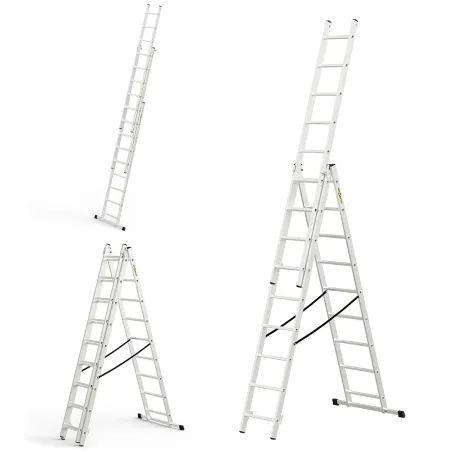 Échelle HOME en aluminium à 3 éléments, 3x9 échelons, 150 kg