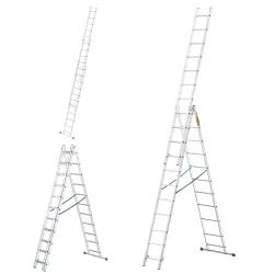 Échelle HOME en aluminium, 3 éléments, 3x11 échelons, capacité maximale 150 kg