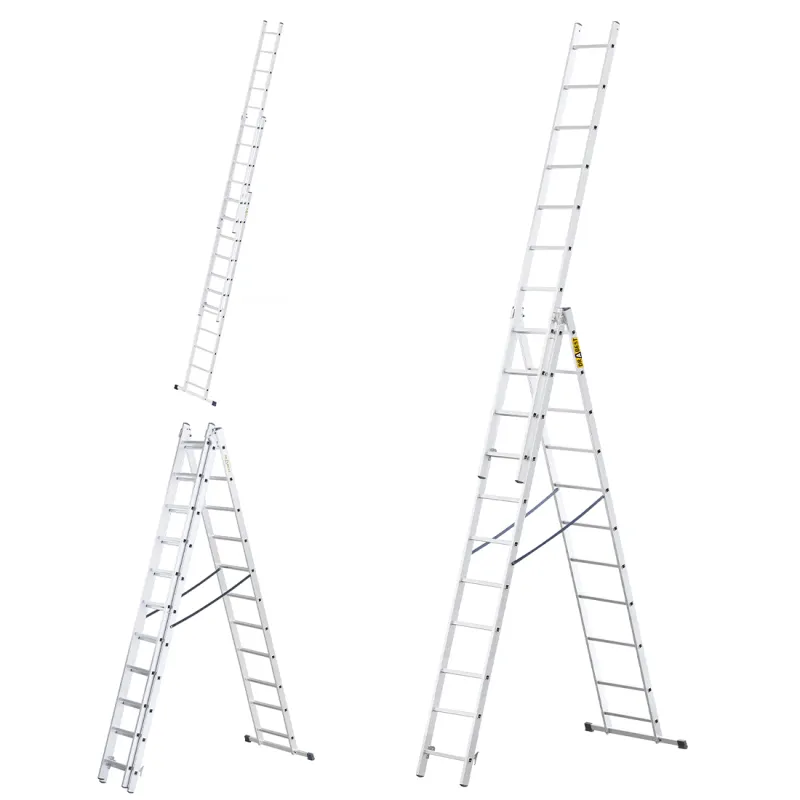 Échelle HOME en aluminium, 3 éléments, 3x11 échelons, capacité maximale 150 kg