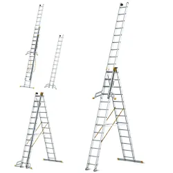 Échelle MAX en aluminium à 3 éléments, 3x13 échelons, 150 kg