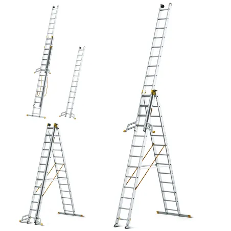 Échelle MAX en aluminium à 3 éléments, 3x13 échelons, 150 kg