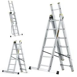Échelle PRO en aluminium 3 éléments 3x6 échelons 150 kg