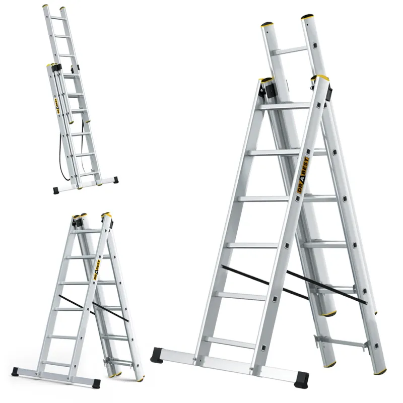 Échelle PRO en aluminium 3 éléments 3x6 échelons 150 kg Échelle PRO en aluminium 3 éléments 3x6 échelons 150 kg