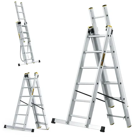 Échelle PRO en aluminium 3 éléments 3x6 échelons 150 kg
