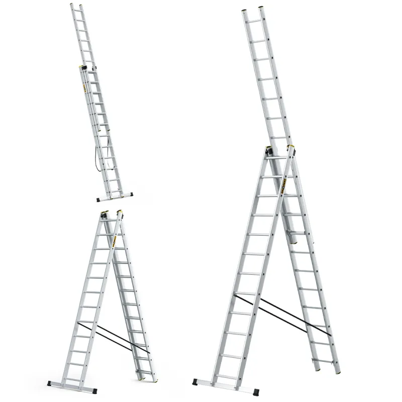 Échelle PRO en aluminium, 3 éléments, 3x12 échelons, capacité de charge 150 kg