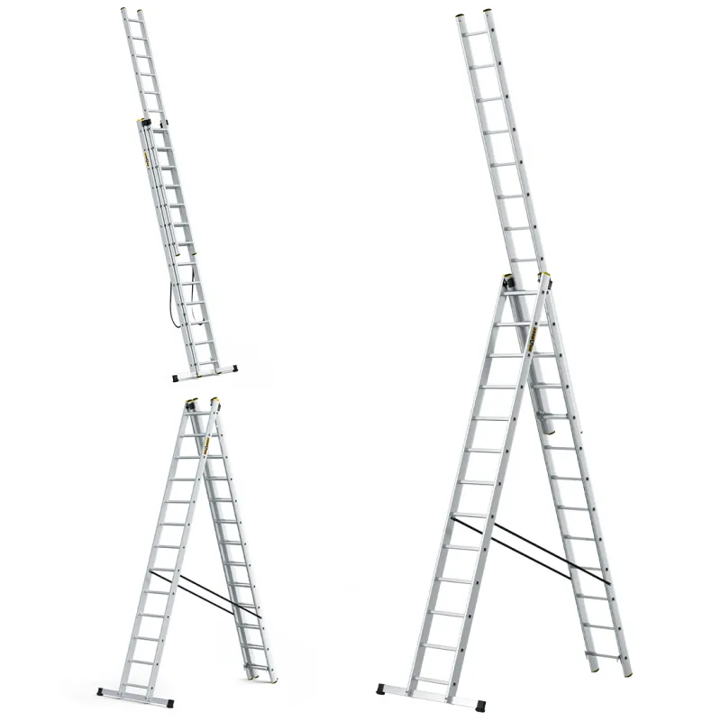 Échelle PRO en aluminium, 3 éléments, 3x13 échelons, capacité de charge 150 kg Échelle PRO en aluminium, 3 éléments, 3x13 échelons, capacité de charge 150 kg