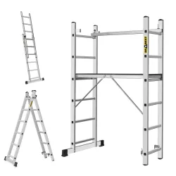 Échafaudage en aluminium à échelle HOME 2x6 / plateforme 34x114 cm