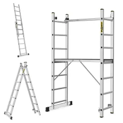 Échafaudage en aluminium à échelle 2x7 / plateforme 46x150 cm