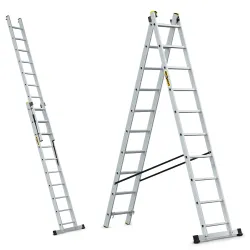 Échelle PRO en aluminium 2 éléments 2x10 échelons 150 kg