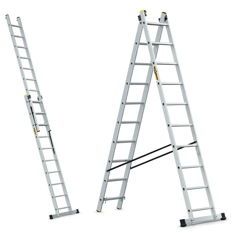 Échelle PRO en aluminium 2 éléments 2x10 échelons 150 kg Échelle PRO en aluminium 2 éléments 2x10 échelons 150 kg