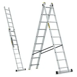 Échelle PRO en aluminium 2 éléments 2x9 échelons 150 kg