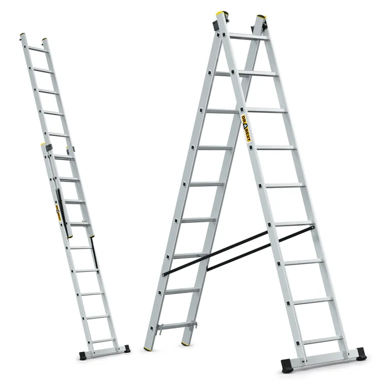 Échelle PRO en aluminium 2 éléments 2x9 échelons 150 kg Échelle PRO en aluminium 2 éléments 2x9 échelons 150 kg