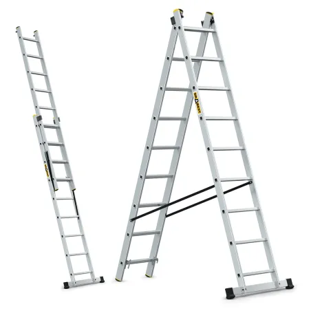 Échelle PRO en aluminium 2 éléments 2x9 échelons 150 kg
