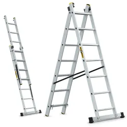 Échelle PRO en aluminium 2 éléments 2x7 échelons 150 kg