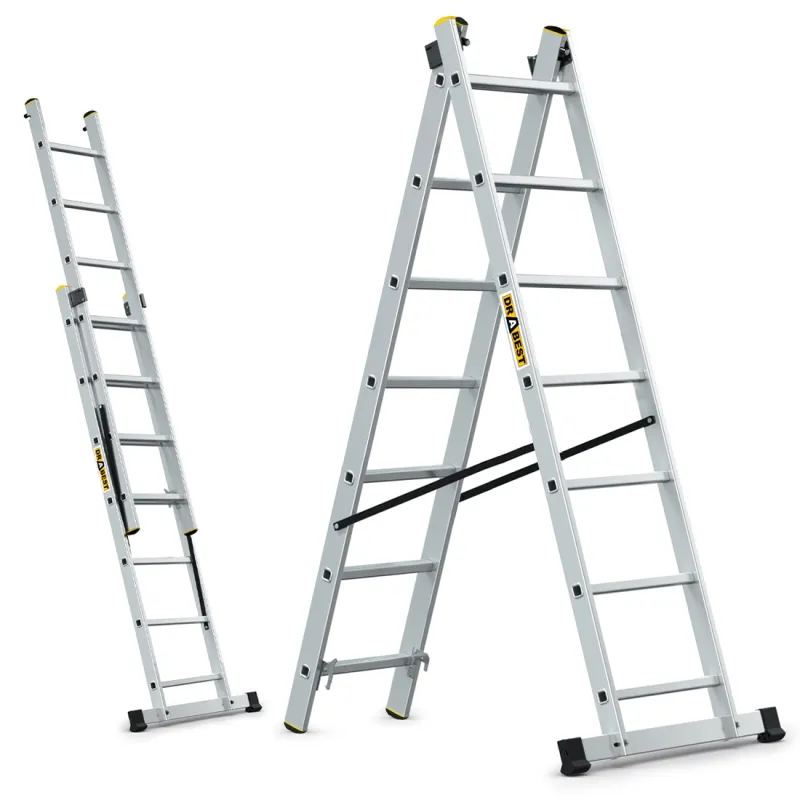 Échelle PRO en aluminium 2 éléments 2x7 échelons 150 kg Échelle PRO en aluminium 2 éléments 2x7 échelons 150 kg