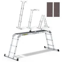 Échelle en aluminium PRO 4x3 échelons 150 kg universelle avec plateforme