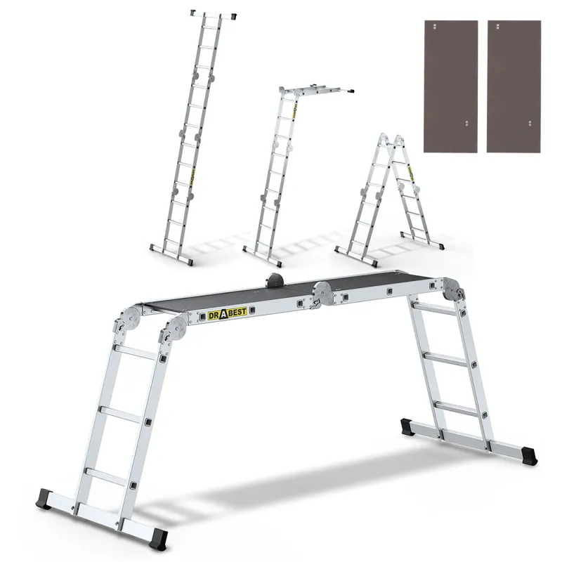 Échelle en aluminium PRO 4x3 échelons 150 kg universelle avec plateforme