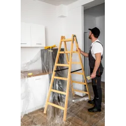 Échelle PRO en bois, 6 marches, capacité de 150 kg, pour travaux de peinture Échelle PRO en bois, 6 marches, capacité de 150 kg, pour travaux de peinture