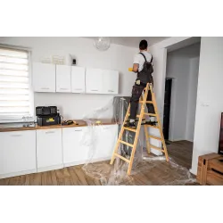 Échelle PRO en bois, 6 marches, capacité de 150 kg, pour travaux de peinture Échelle PRO en bois, 6 marches, capacité de 150 kg, pour travaux de peinture