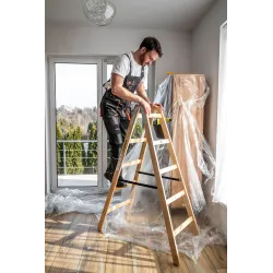 Échelle PRO en bois, 5 marches, capacité de 150 kg, pour travaux de peinture