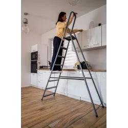 Escabeau HOME en acier, 8 marches, capacité de charge 125 kg