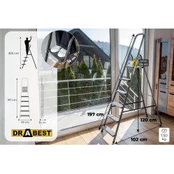 Escabeau HOME en acier, 6 marches, capacité de charge 125 kg Escabeau HOME en acier, 6 marches, capacité de charge 125 kg