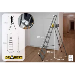 Escabeau HOME en acier, 7 marches, capacité de charge 125 kg Escabeau HOME en acier, 7 marches, capacité de charge 125 kg
